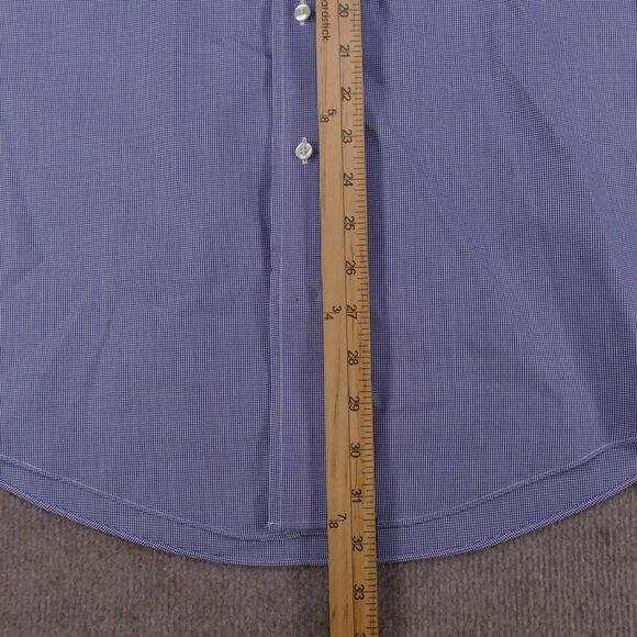 Jos A Bank Traveler Shirt Men 16 - 32 Blue  Button Down Long Sleeve - Picture 10 of 13